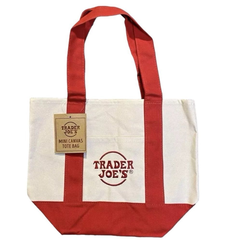 Trader Joe’s Red Mini Canvas Tote Bag Limited Edi… - image 1